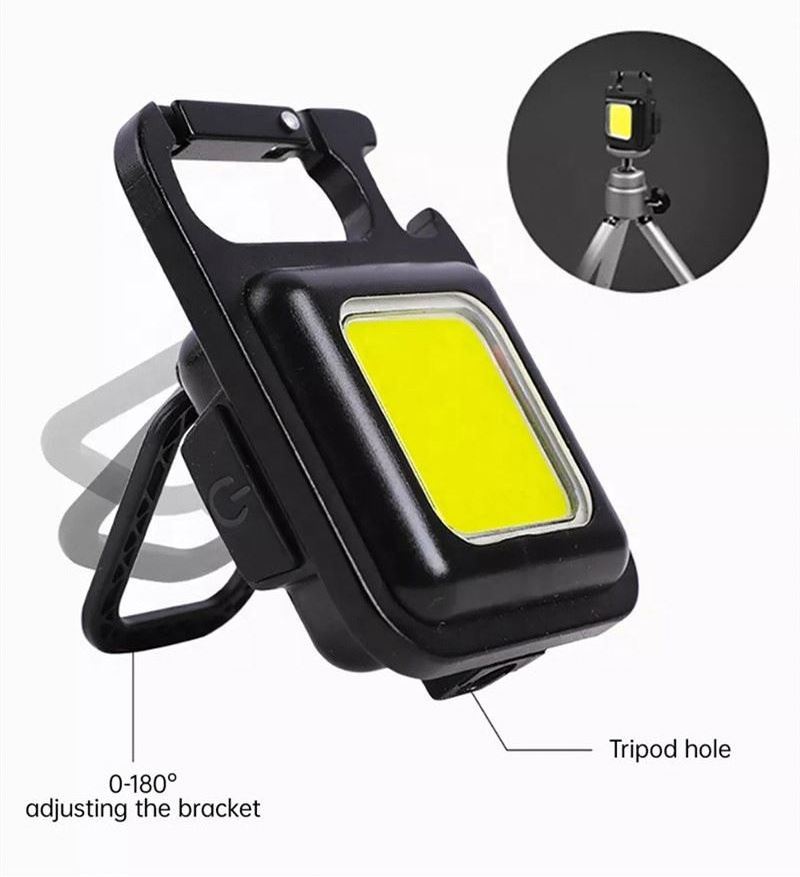 Rechargeable 3 Light Modes Portable Pocket Light Keychain Mini Flashlight With Bottle Opener,Magnet Base,Folding Bracket