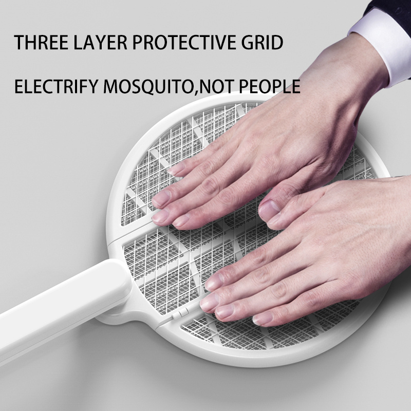 Full folding mosquito USB recharge lamp auto opening fly electronic killer racket smart  bug zapper electric mosquito swatter