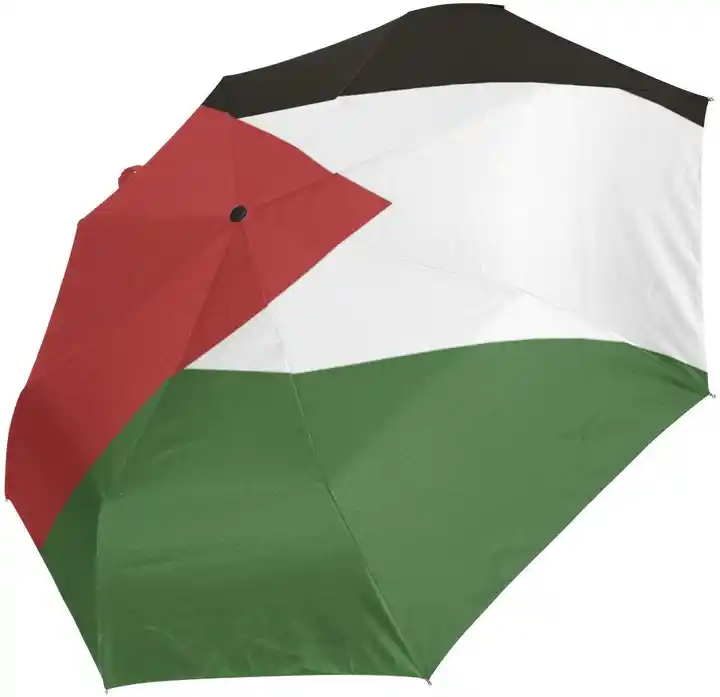 Hn Wholesale Three Folding Palestine Umbrella 190T Pongee Fabric Palestine Products Automatic Rain Umbrella With Logo