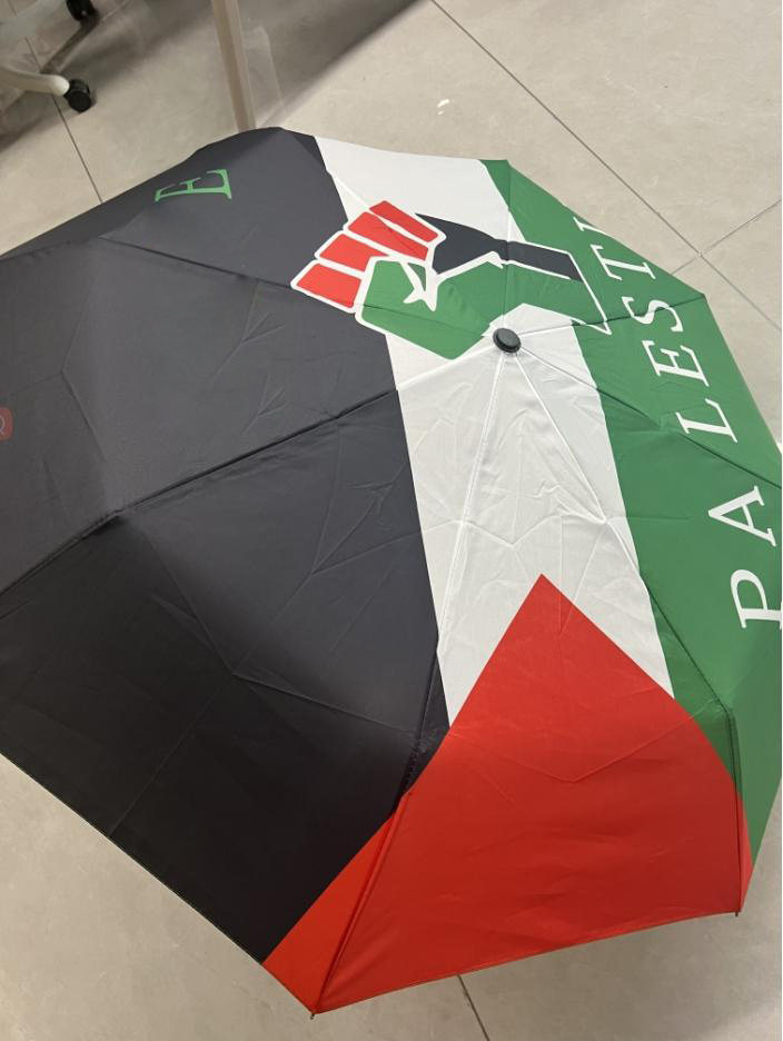 Nuoxin Custom 21 Inch 190T Pongee Fabric Waterproof  Folding Umbrella With Palestine Flag