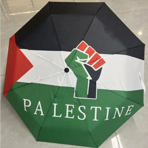 Nuoxin Custom 21 Inch 190T Pongee Fabric Waterproof  Folding Umbrella With Palestine Flag