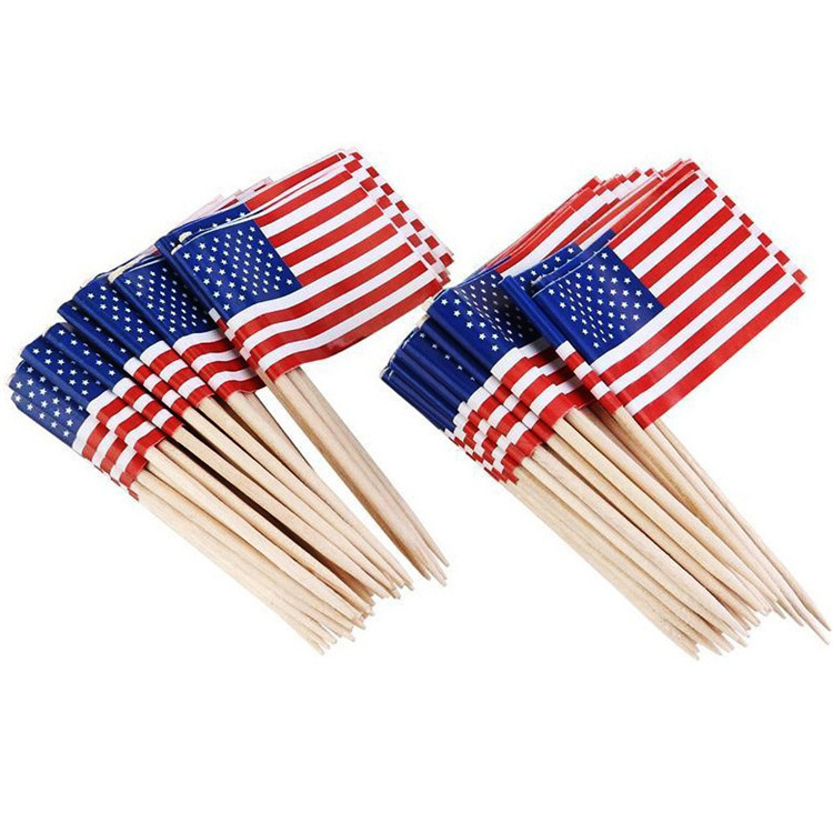 Sandwich Toothpick Flags Decorative Bamboo Toothpicks Cocktail Flags Burger Kraft Paper Toothpick Flags for Food Decoration