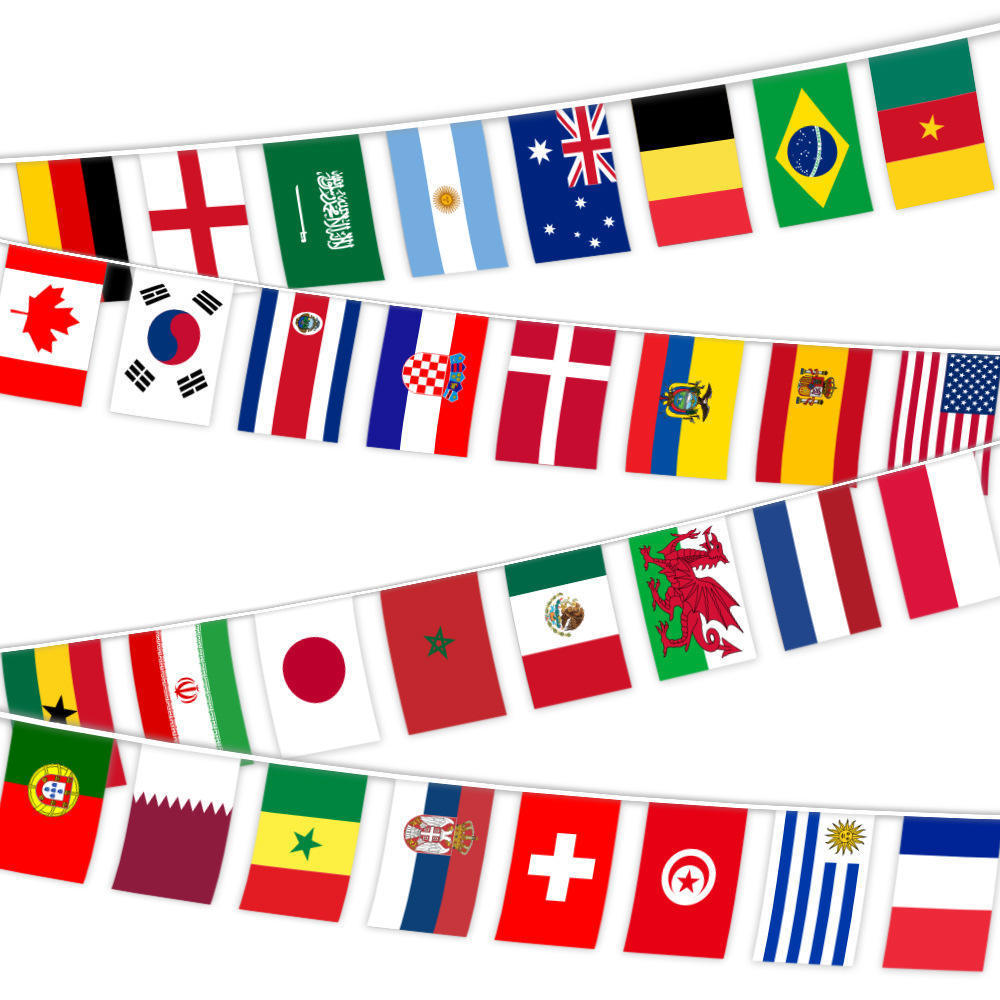 Cheaper Price Custom Logo Bunting Flag Banner Waterproof 14*21cm Polyester Hang Flag Set Of 20 Country Rectangle String Flag