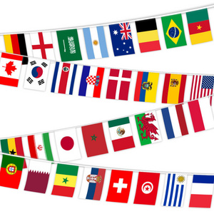 Cheaper Price Custom Logo Bunting Flag Banner Waterproof 14*21cm Polyester Hang Flag Set Of 20 Country Rectangle String Flag