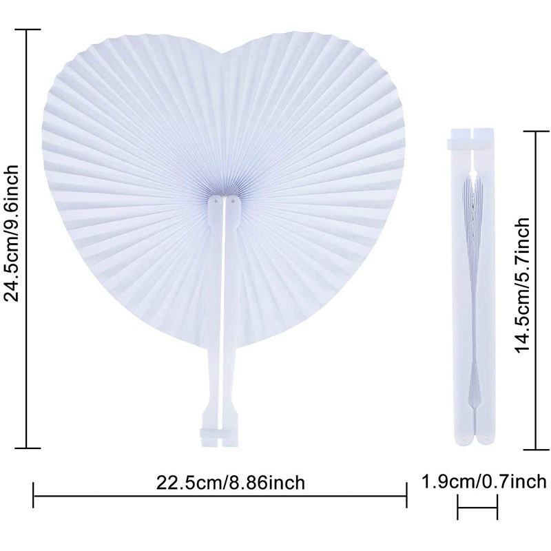 Custom White Round Bland Sublimation Printing Folding Hand Fan with Plastic Handle for Wedding Birthday Party