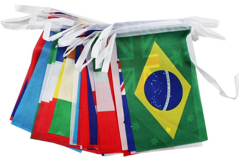 Cheaper Price Custom Logo Bunting Flag Banner Waterproof 14*21cm Polyester Hang Flag Set Of 20 Country Rectangle String Flag