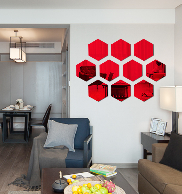 Custom Shape Hexagonal Mirror Stickers 3d Mirror Wall Sticker Acrylic Mural Room Decor Gold Mirror Acrylic Sheet for Decor