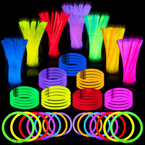 Glow Sticks Bulk 8 inches Bracelets Necklaces Glow in the Dark Neon for Christmas Party Supplies Pack