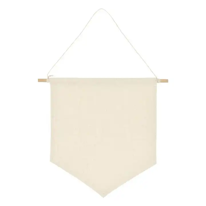 HN high Quality  Custom  Blank Cotton Canvas Wall Hanging Enamel Pin Decoration Banner with Rod for  Promotion