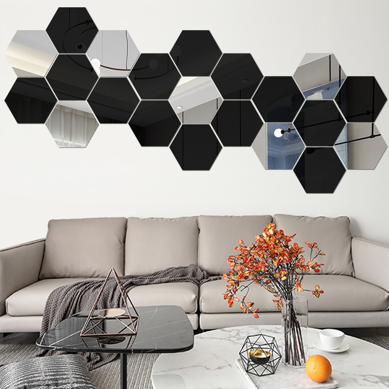 Custom Shape Hexagonal Mirror Stickers 3d Mirror Wall Sticker Acrylic Mural Room Decor Gold Mirror Acrylic Sheet for Decor