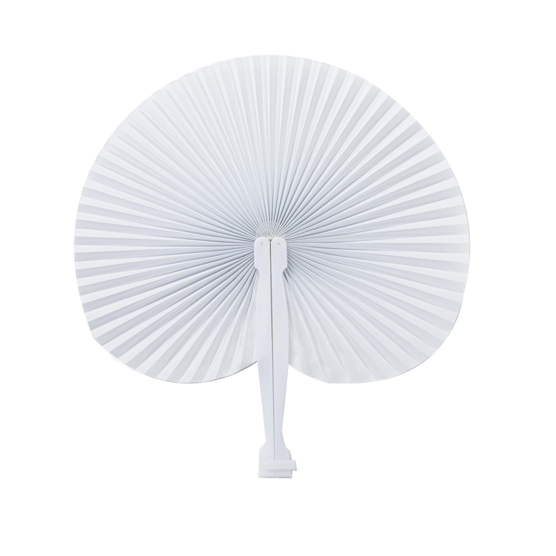 Custom White Round Bland Sublimation Printing Folding Hand Fan with Plastic Handle for Wedding Birthday Party