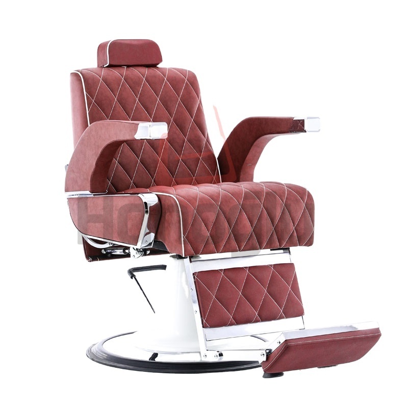 RED BAKLAVA PATTERNED BARBER CHAIR