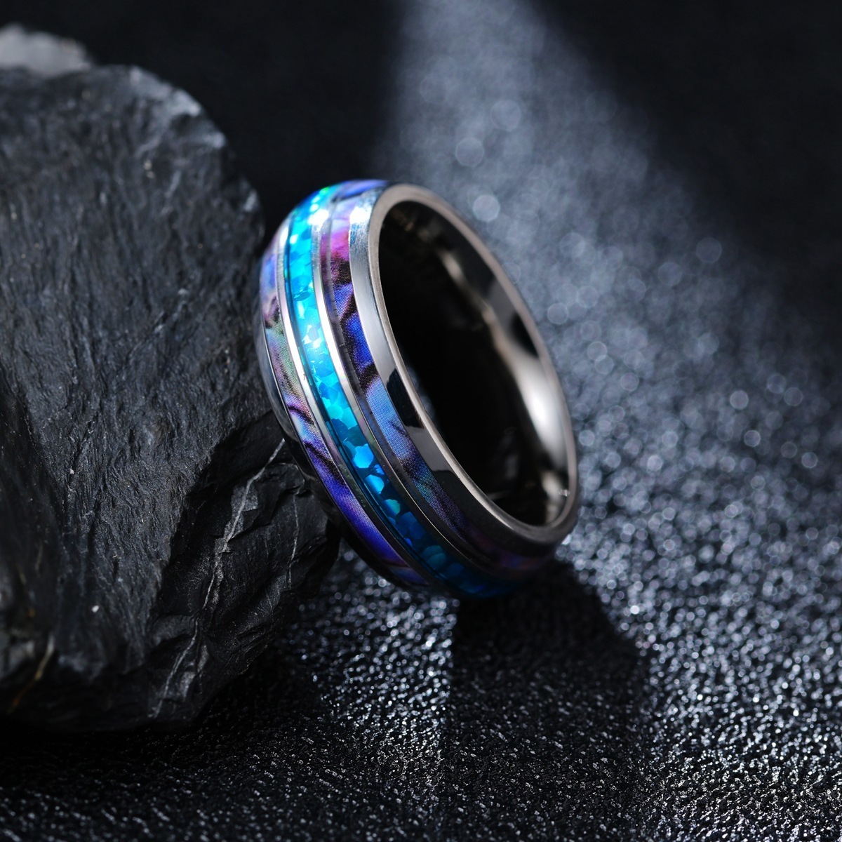 New Arrival Popular Tungsten Wedding Ring Shell Opal Inlaid Tungsten Ring For Men