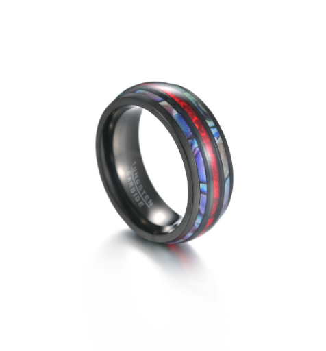 New Arrival Popular Tungsten Wedding Ring Shell Opal Inlaid Tungsten Ring For Men