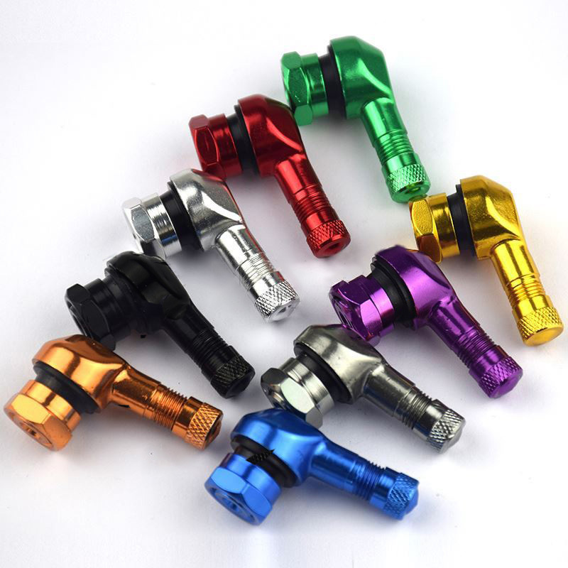 Wholesalers Cnc Refitted Tubeless Car Motorcycle Electric Motor 90 Degree Tire Stem 10 Colors 1pcs Air Tire Valve-Caps