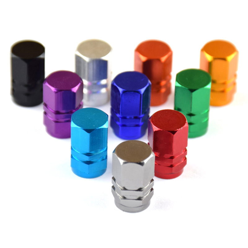 Customize Logo Durable Aluminum Alloy Tire Stem Cover 4pcs/Pack Hex Universal Car 9 Different Colors Valve-Caps