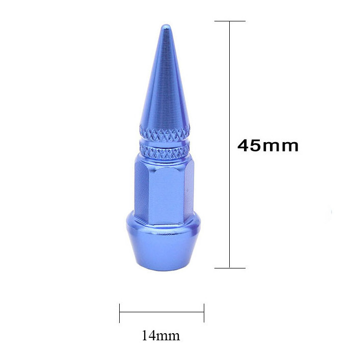 Wholesales 45mm 4pcs/Set Spiked Stem Cover Tire Valve Caps 10 Colors Bullet Shape Tyre Aluminum Car Valve Stem Caps