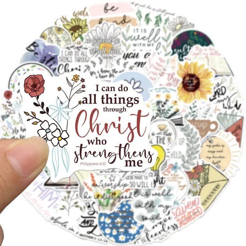 50pcs Jesus Christian Stickers Bible Verse Faith Stickers For Water Bottle Computer Notebook Luggage Phone Laptop