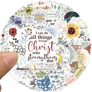 50pcs Jesus Christian Stickers Bible Verse Faith Stickers For Water Bottle Computer Notebook Luggage Phone Laptop