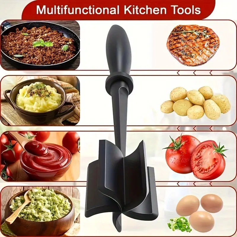 Kitchen Meat Chopper Ground Beef Masher Utensil Heat Resistant Potato Masher Tool Kitchen Gadgets Multifunctional Cookware