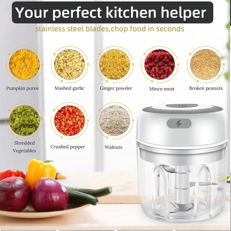 Portable Meat Grinder Vegetable Chopper Electric Kitchen Food Chopper Mini Garlic Masher Crusher for Kitchen Gadgets