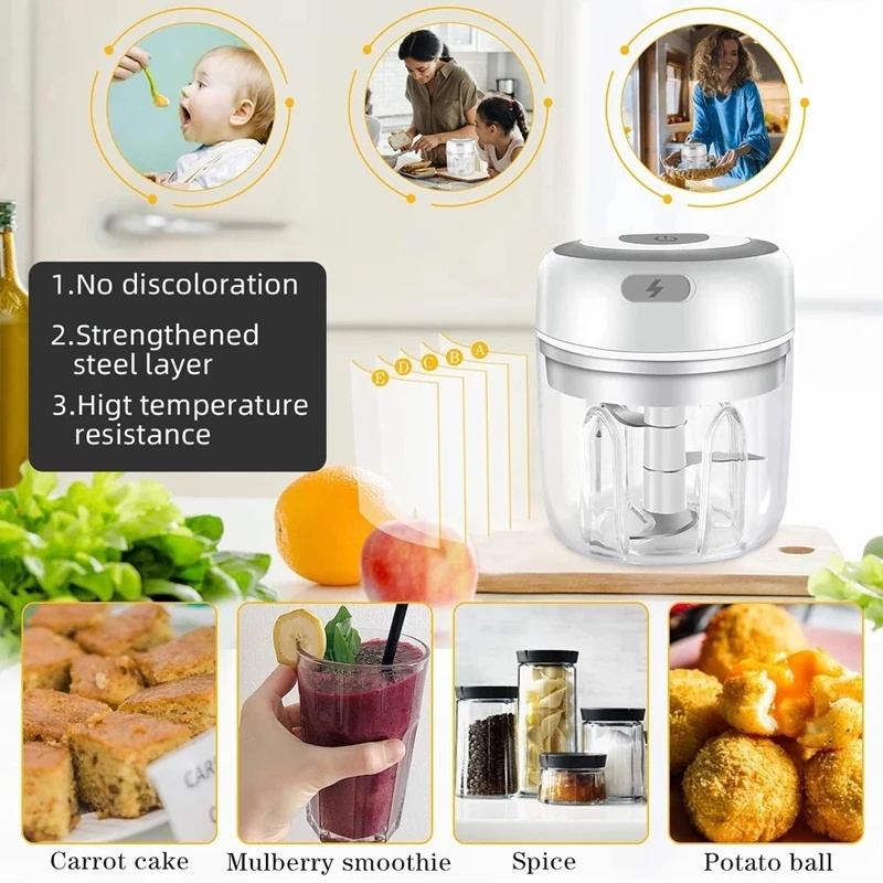 Portable Meat Grinder Vegetable Chopper Electric Kitchen Food Chopper Mini Garlic Masher Crusher for Kitchen Gadgets