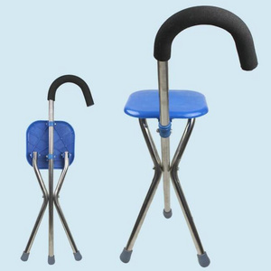 2023 Hot sales in china folding crutch seat triangular stool folding chair folding walking crutches walking for hospital