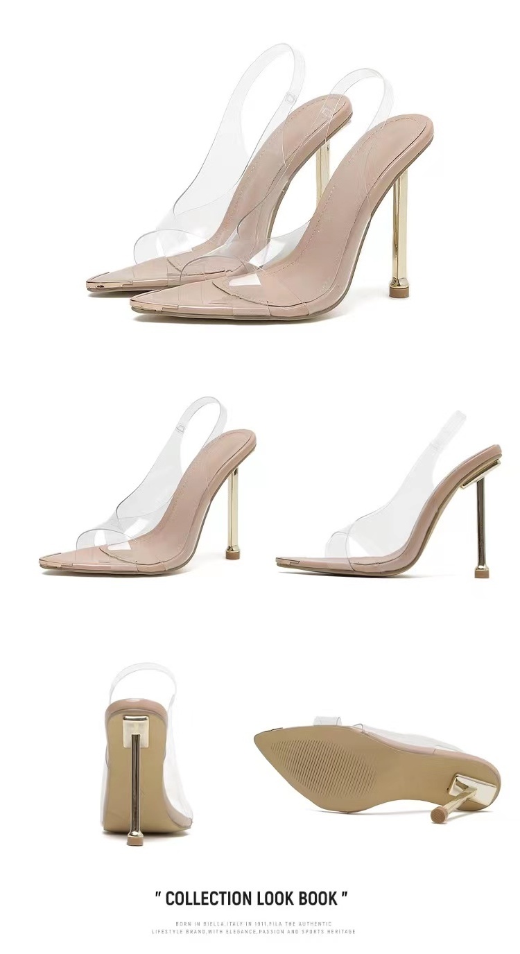 Summer Transparent PVC Pumps Women Sexy Pointed Toe Design Crystal Stiletto High Heels Fashion Party Daily Shoes 2023 Sandals