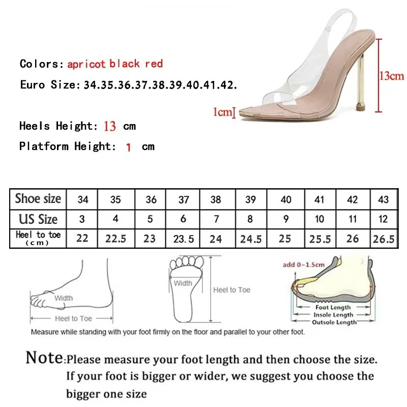 Summer Transparent PVC Pumps Women Sexy Pointed Toe Design Crystal Stiletto High Heels Fashion Party Daily Shoes 2023 Sandals