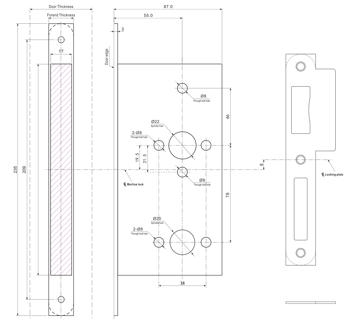 CE Stainless steel 304 European mortise door lock for bathroom washroom toilet 6078ZWC