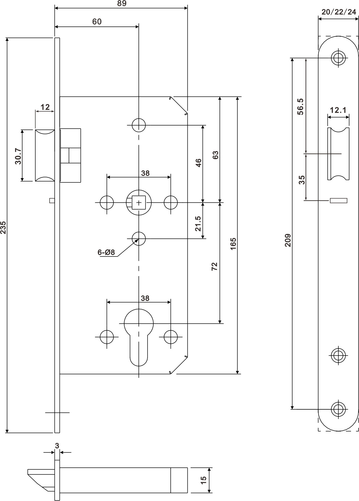 BS 60mm CC 72mm CE DIN18251 stainless steel night latch lock with safety latch for architectural airport