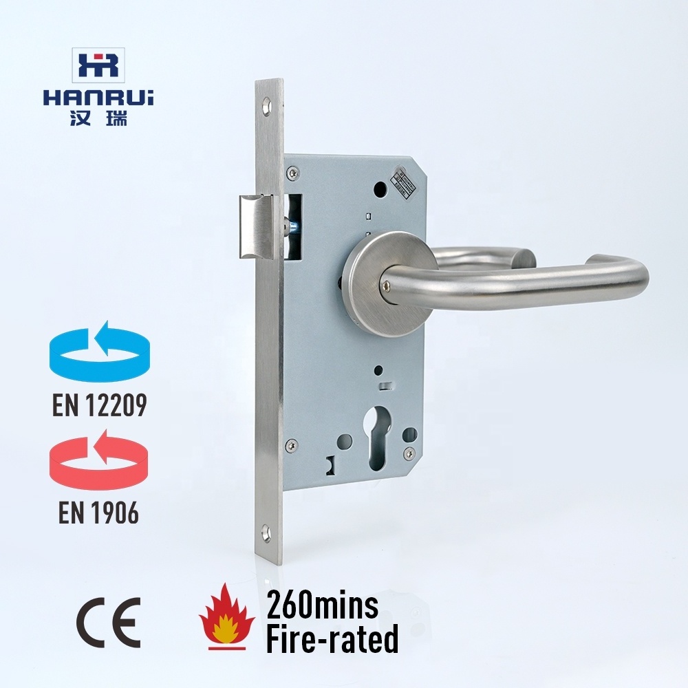 6072ZL Fire rated mechanical passage door lock EN12209 DIN18251 standard  stainless steel SUS 304 Euro standard lockbody