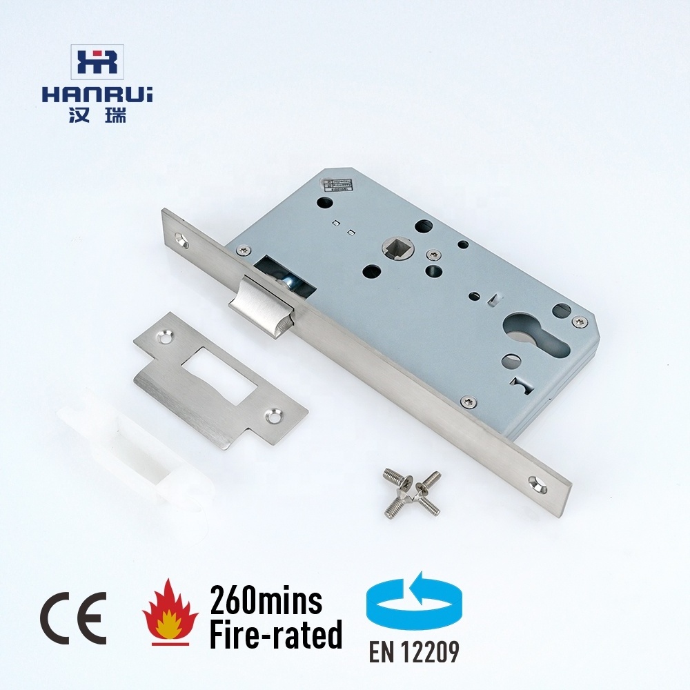 6072ZL Fire rated mechanical passage door lock EN12209 DIN18251 standard  stainless steel SUS 304 Euro standard lockbody