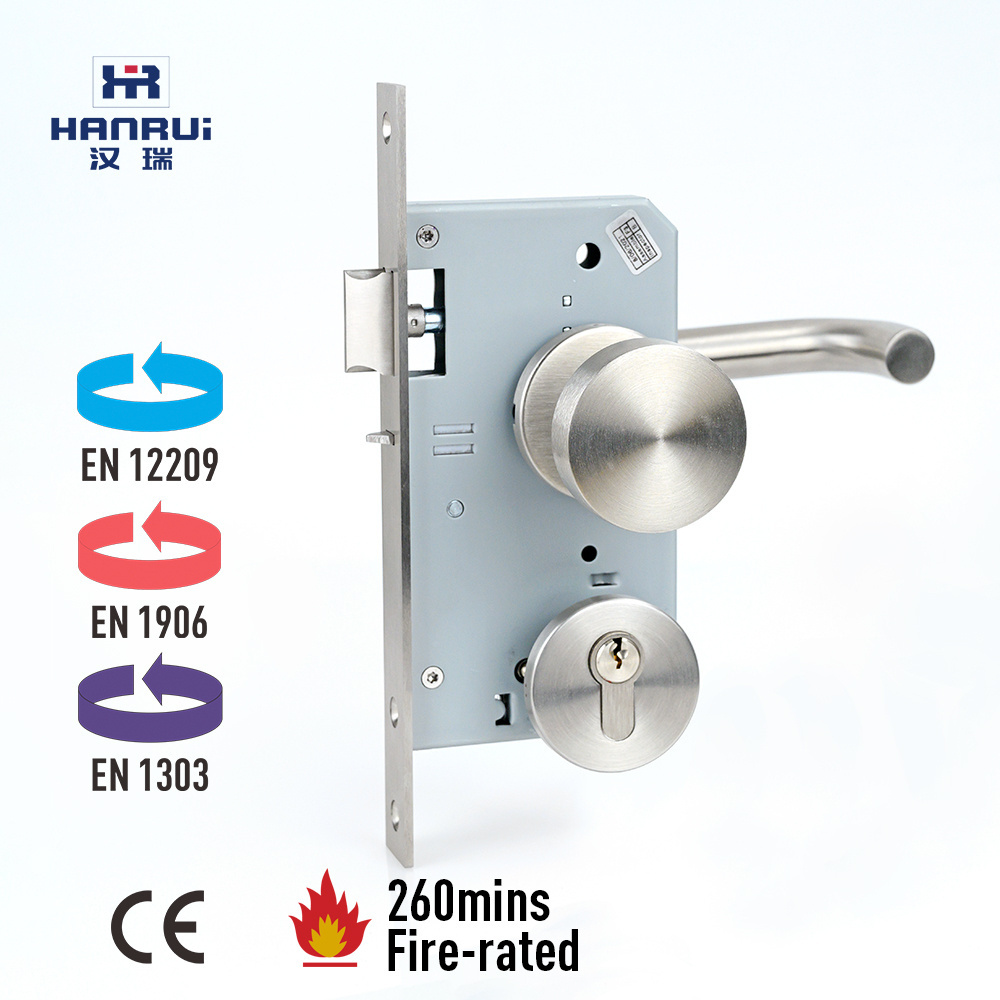 EN12209 CE quality Fire Rated Stainless Steel 304 Night Latch Mortise Door Lock with safety latch