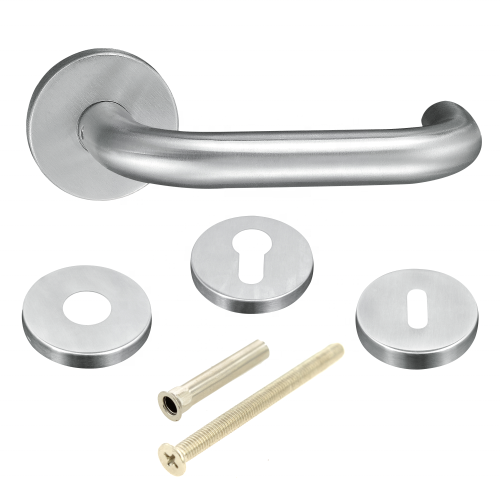 304 design CE standard Fire rated Euro mortise lock Stainless Steel U shape Lever door Handle on rose EN1906