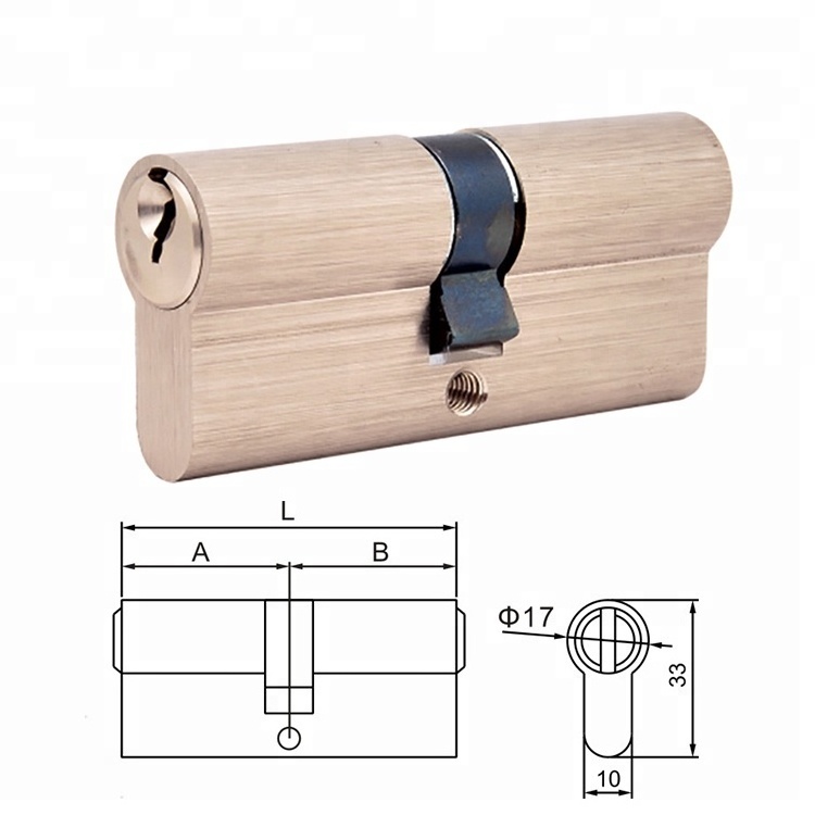 China made high quality pin inside double open euro anti drill door lock cylinder brass mortise lock cylinder