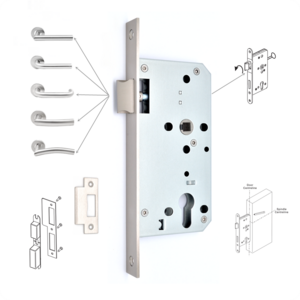 CE EN 12209 6072ZL Stainless steel latch lock body fire rated mortise passage lock with Euro profile cylinder