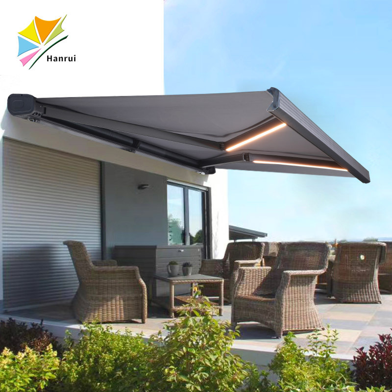 custom-made electric remote control heavy duty  full cassette doors/windows awnings umbrellas with led