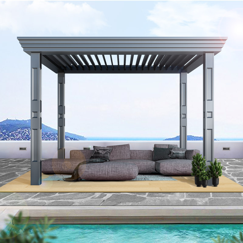 Customized Heavy Duty Rooftop Outdoor Gazebo with Zip Screen Canopies Motorized Aluminium Louvered Pergola