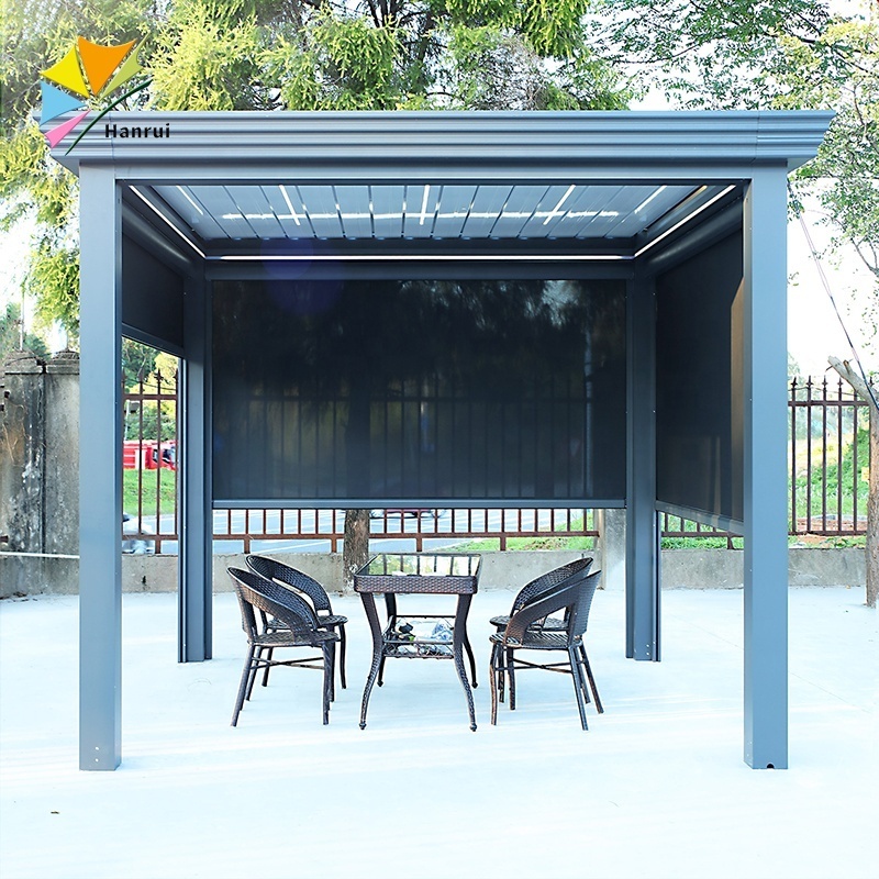 Louvered Roof Pergola Kits Gazebo Sun Shade Canopy with Remote Control Shade Canopies Pavilion Patio Garden Buildings