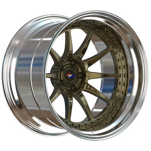 3 piece forged wheels 18 19 20inch 5X108 5X112 5X114.3 5X120 deep dish chrome rims