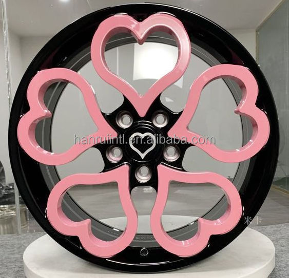 17inch heart wheel pink forged passenger car rims 5X114.3 heart shape