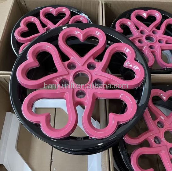 17inch heart wheel pink forged passenger car rims 5X114.3 heart shape