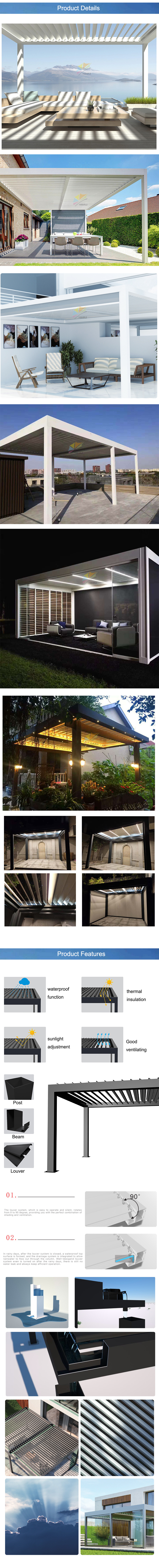 opening roof profile aluminum for pergola garden building motorized aluminum pergola outdoor waterproof gazebos