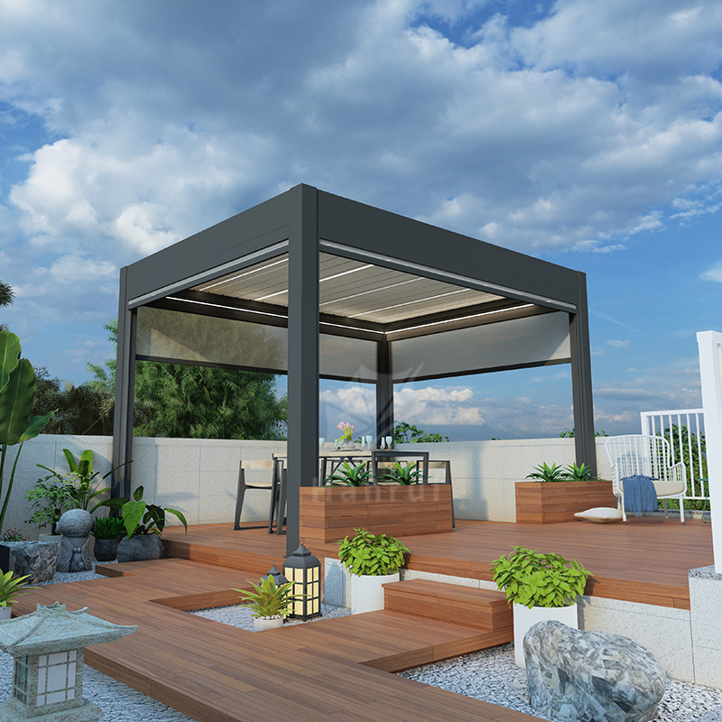 Balcony Pergola Space Saving Outdoor Furniture Swimming Pool Motorized Pergola Outdoor Aluminum Gazebo