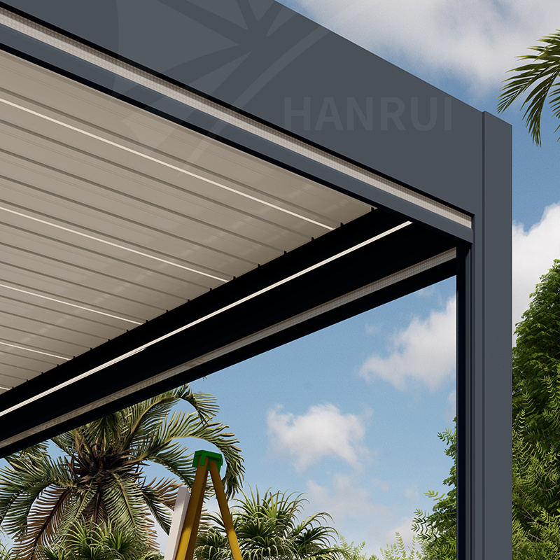 Motorized aluminum pergola canopy with tilting louvers pergola for swimming pool