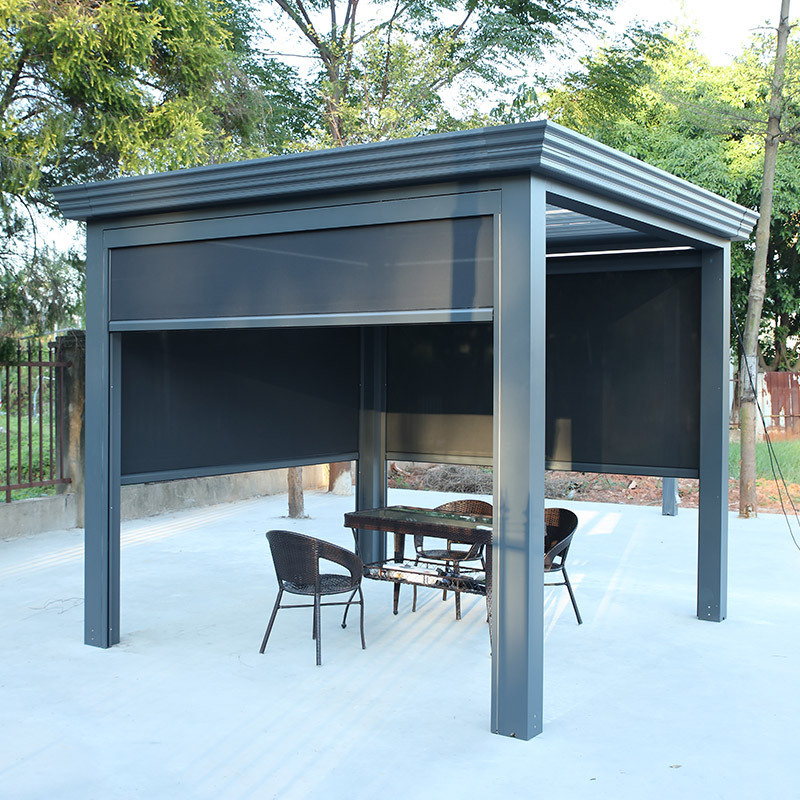 Garden Terrace Balcony Pergola With Retractable Louvered And Sunshade Canopy Pavilion Gazebo