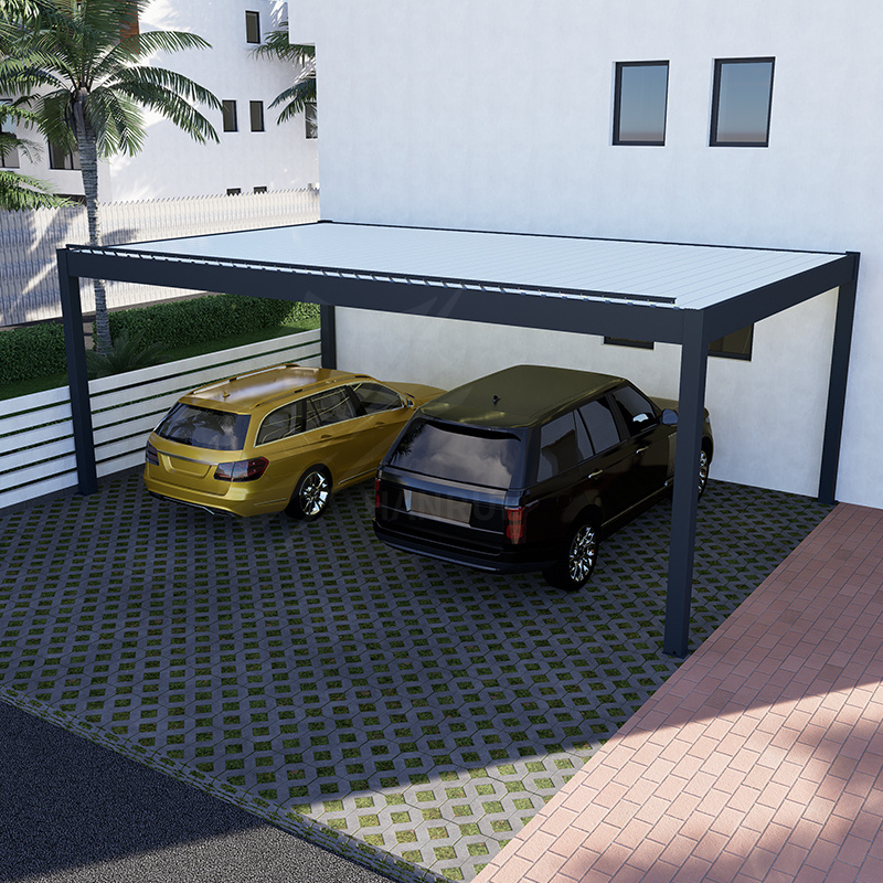 Car Parking Carport Aluminium Pergola Electric Gazebo Outdoor Sun Shade Canopy with Remote Control