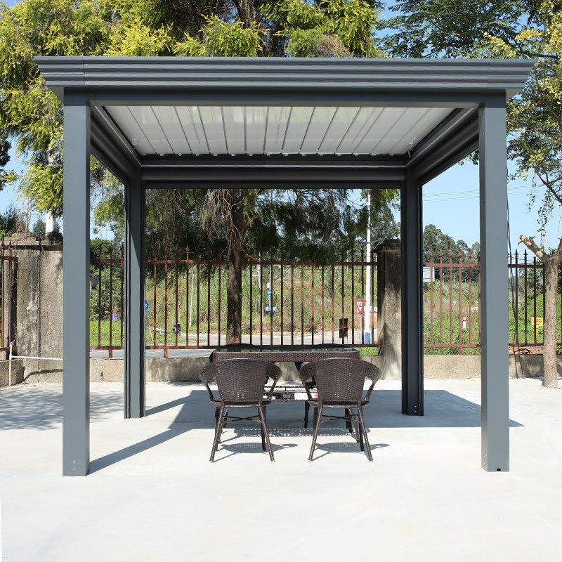 Garden Terrace Balcony Pergola With Retractable Louvered And Sunshade Canopy Pavilion Gazebo