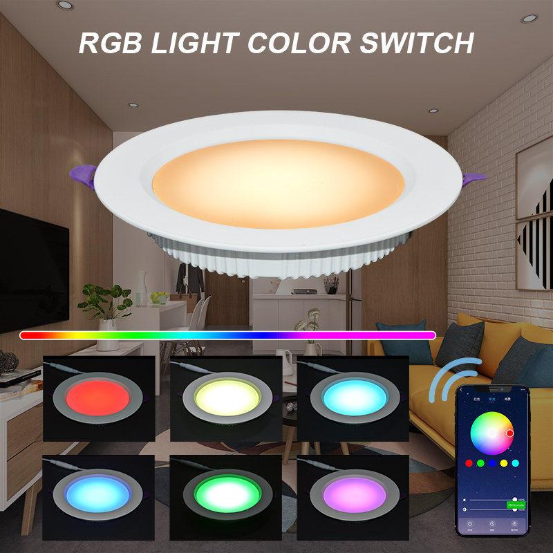 Indoor 18W Etl Scene Modes Colour Changeable Smart App Control Wifi Rgbcw Smart Led Ceiling Recessed Flat Smart Rgb Panel Light